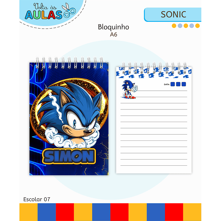 Kit Digital Encadernação Sonic - Volta às Aulas 12