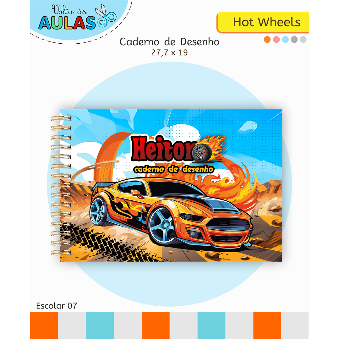 Kit Digital Encadernação Hot Wheels - Volta às Aulas 3