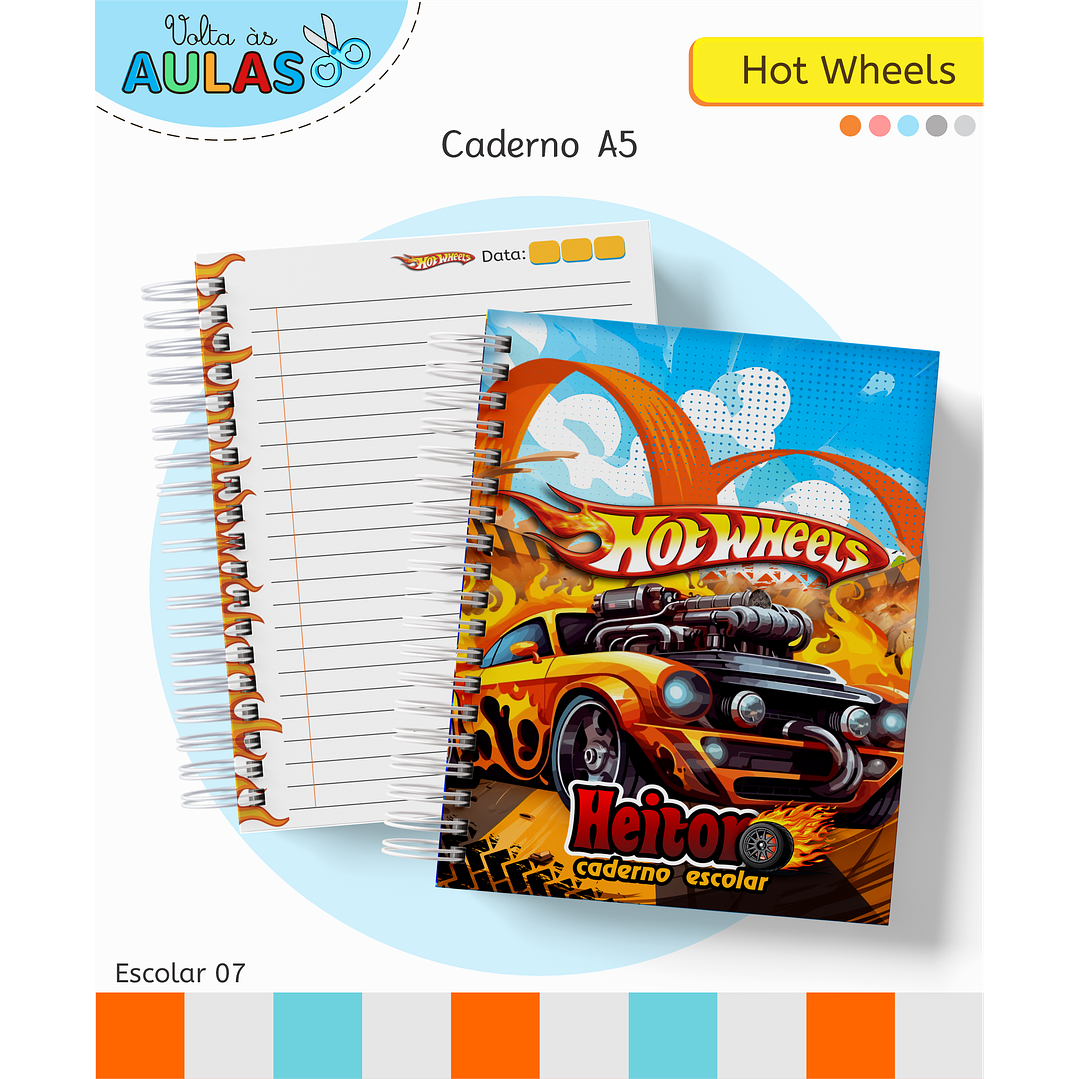 Kit Digital Encadernação Hot Wheels - Volta às Aulas 1