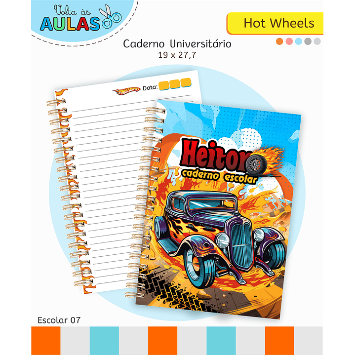 Kit Digital Encadernação Hot Wheels - Volta às Aulas 8