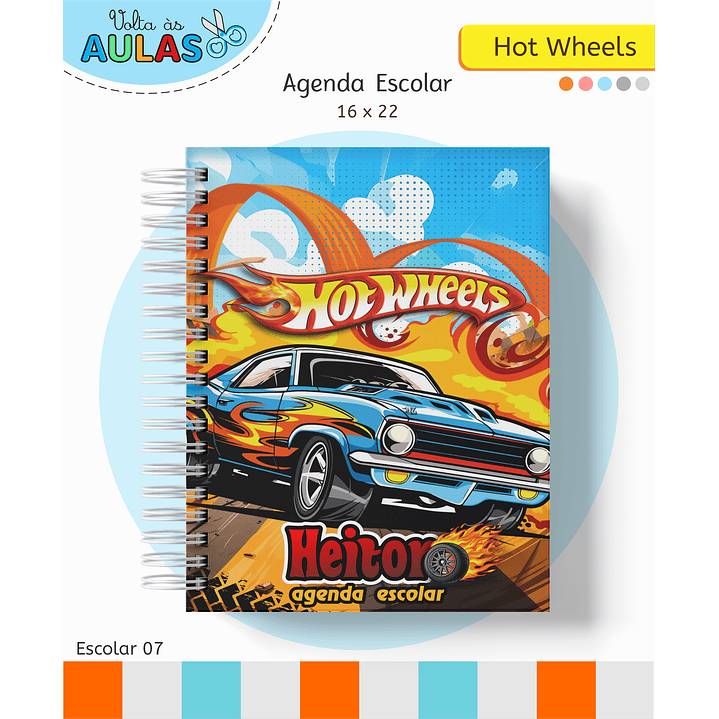 Kit Digital Encadernação Hot Wheels - Volta às Aulas 10