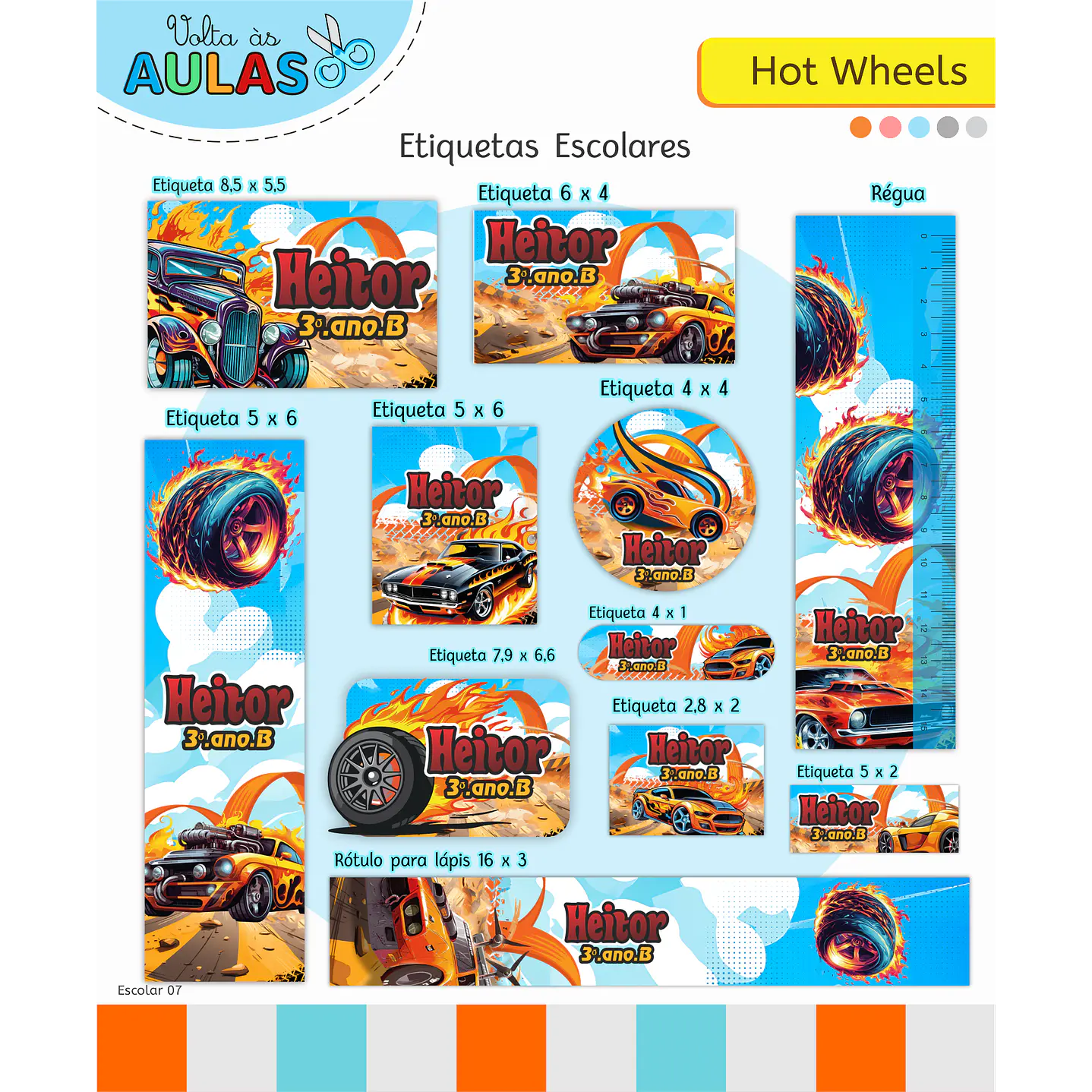 Kit Digital Encadernação Hot Wheels - Volta às Aulas 2
