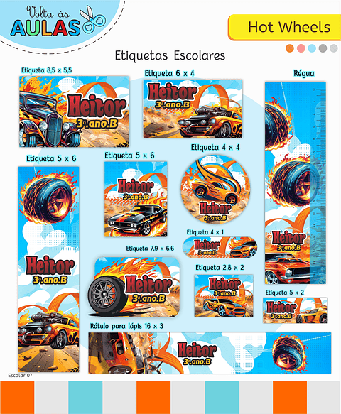Kit Digital Encadernação Hot Wheels - Volta às Aulas