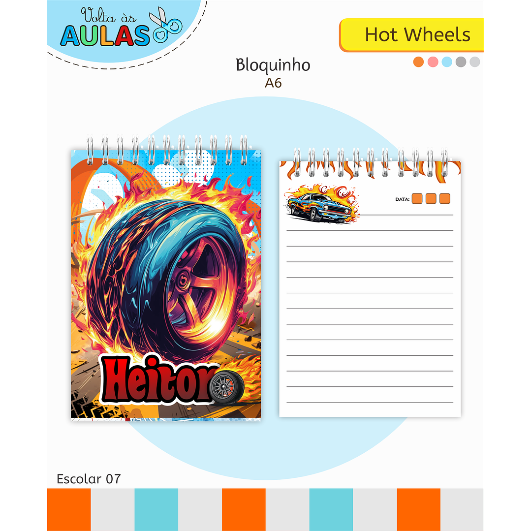 Kit Digital Encadernação Hot Wheels - Volta às Aulas 12