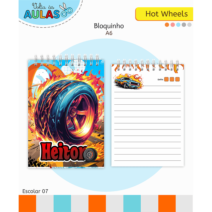 Kit Digital Encadernação Hot Wheels - Volta às Aulas 12