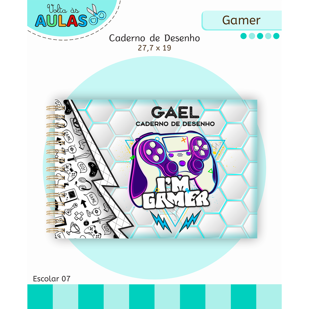 Kit Digital Encadernação e Etiquetas Gamer - Volta às Aulas 4