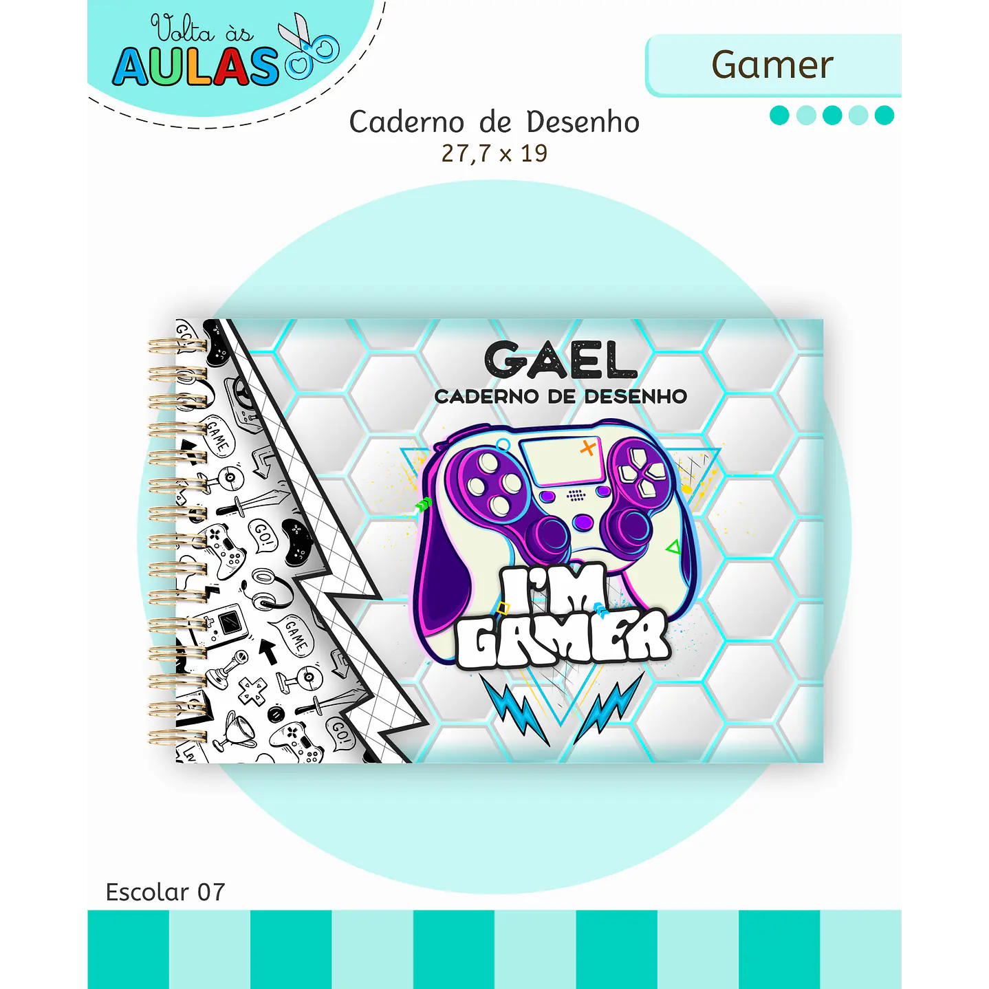 Kit Digital Encadernação e Etiquetas Gamer - Volta às Aulas 4