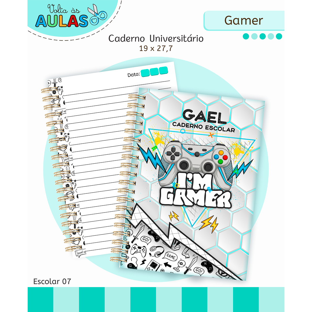 Kit Digital Encadernação e Etiquetas Gamer - Volta às Aulas 1