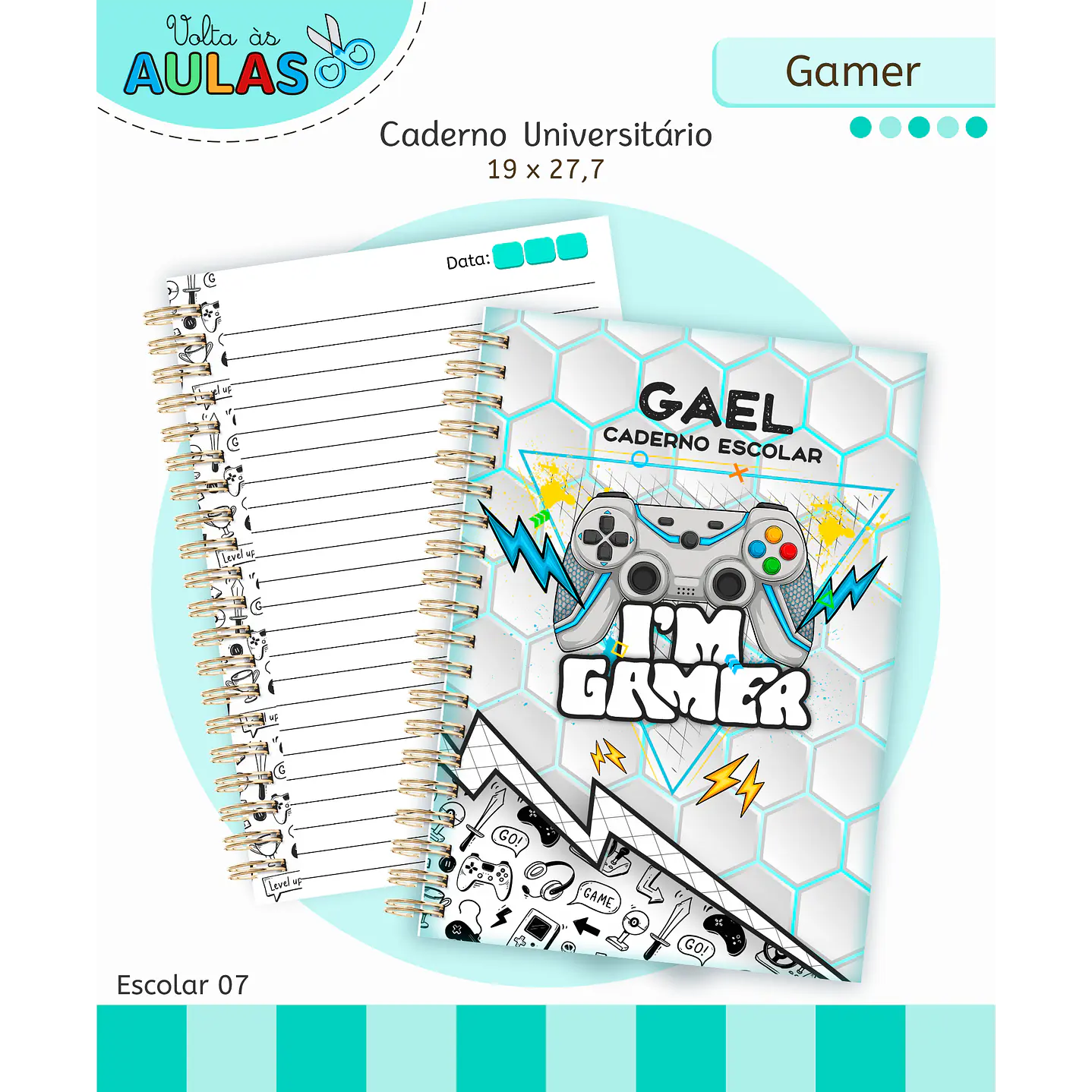Kit Digital Encadernação e Etiquetas Gamer - Volta às Aulas 1