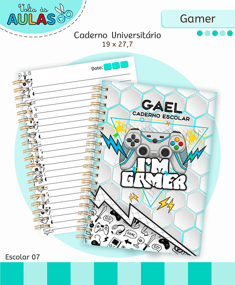 Kit Digital Encadernação e Etiquetas Gamer - Volta às Aulas