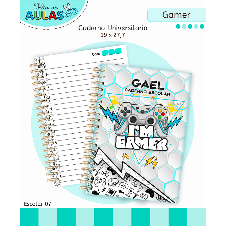 Kit Digital Encadernação e Etiquetas Gamer - Volta às Aulas 1