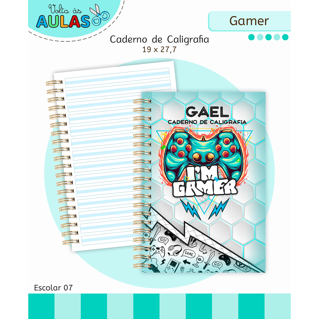 Kit Digital Encadernação e Etiquetas Gamer - Volta às Aulas 6