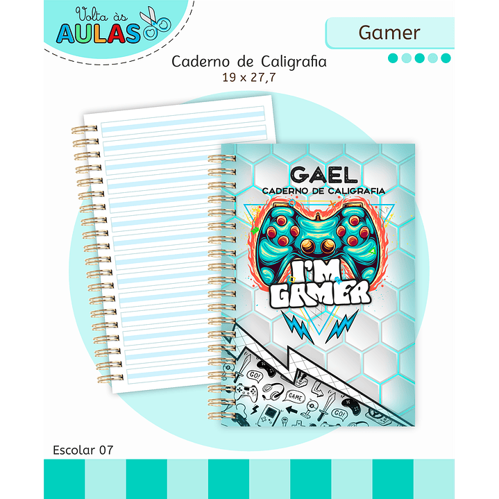 Kit Digital Encadernação e Etiquetas Gamer - Volta às Aulas 6