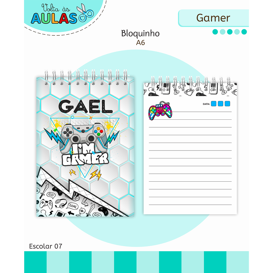 Kit Digital Encadernação e Etiquetas Gamer - Volta às Aulas 7