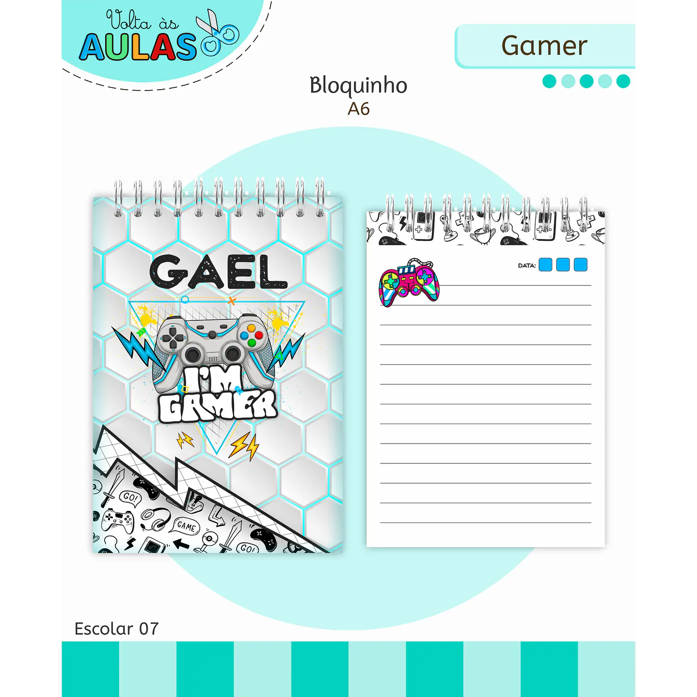 Kit Digital Encadernação e Etiquetas Gamer - Volta às Aulas 7