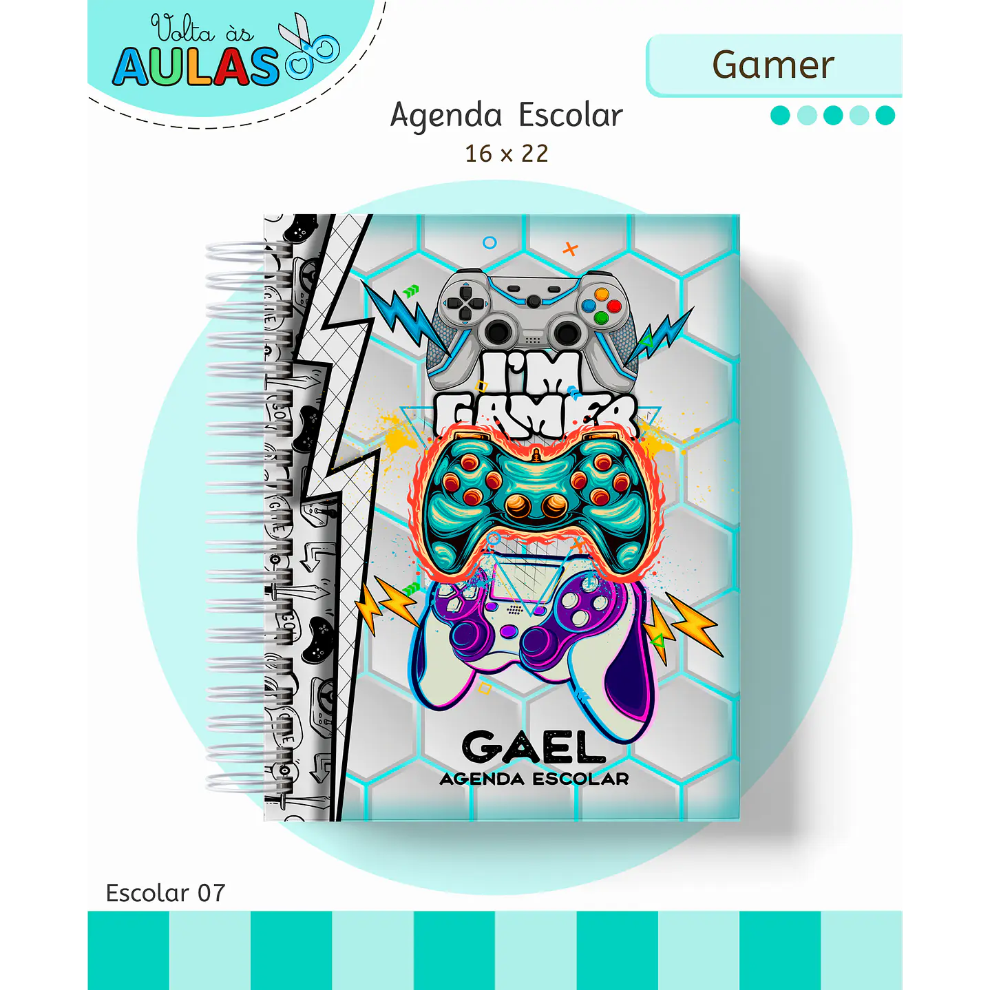 Kit Digital Encadernação e Etiquetas Gamer - Volta às Aulas 8