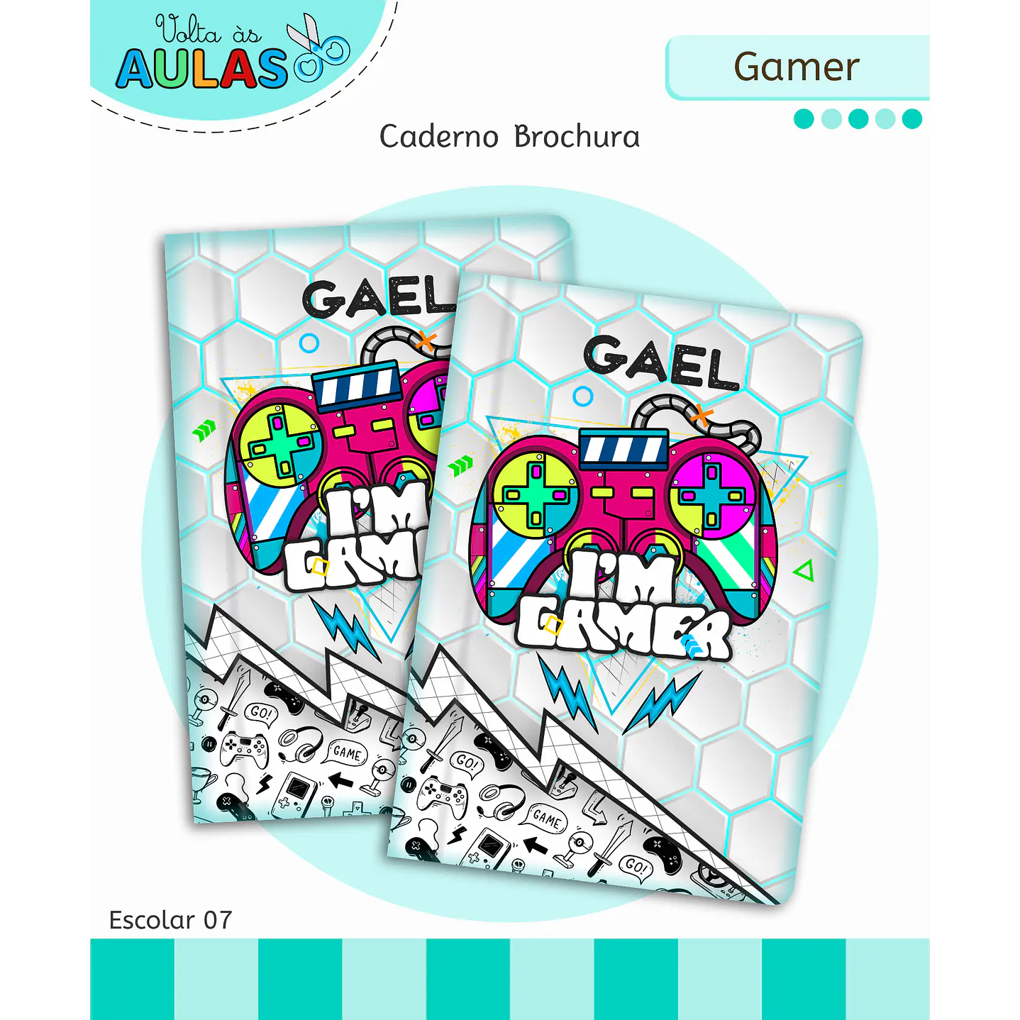 Kit Digital Encadernação e Etiquetas Gamer - Volta às Aulas 10