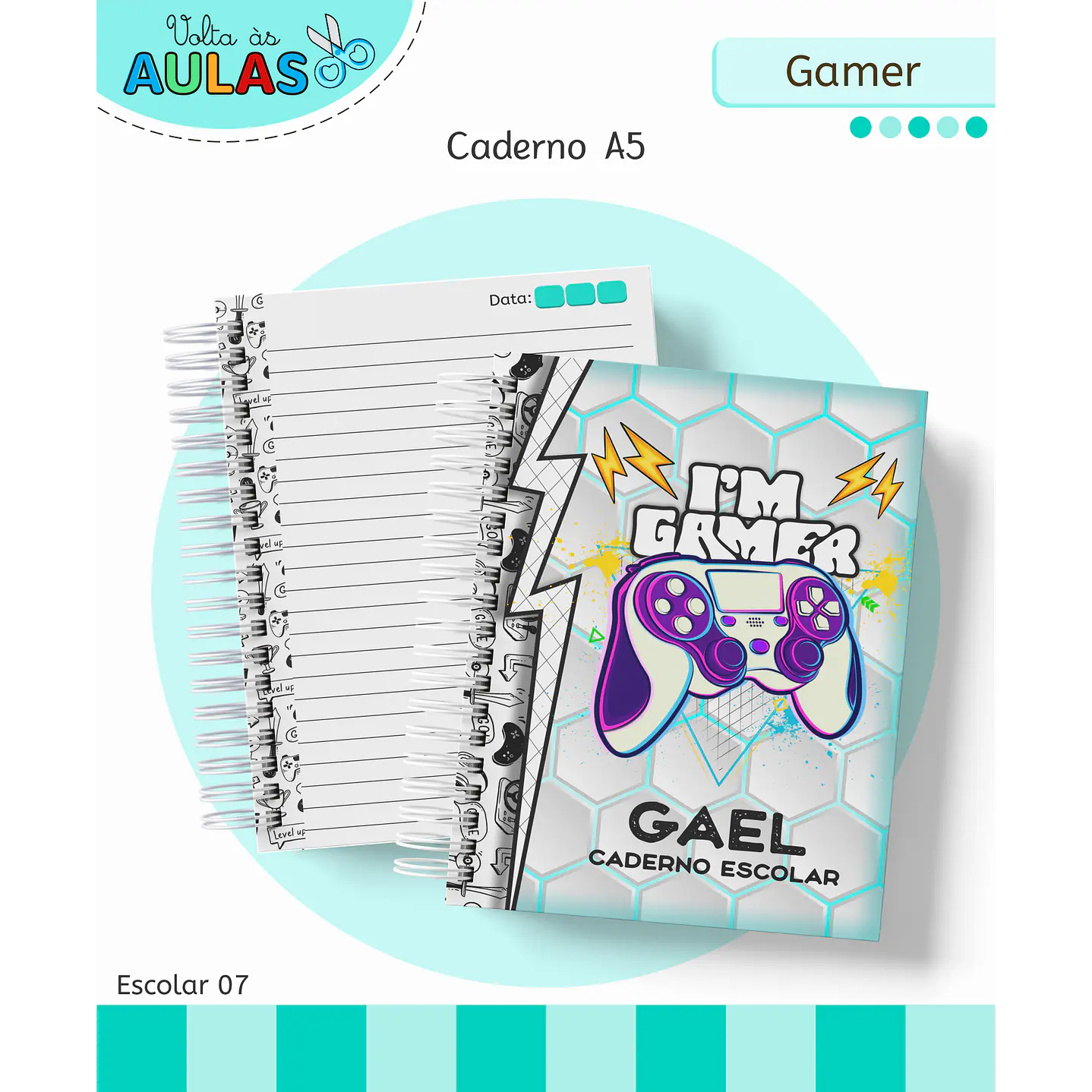 Kit Digital Encadernação e Etiquetas Gamer - Volta às Aulas 3