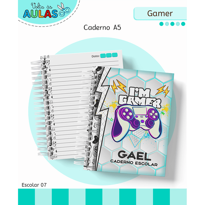 Kit Digital Encadernação e Etiquetas Gamer - Volta às Aulas 3
