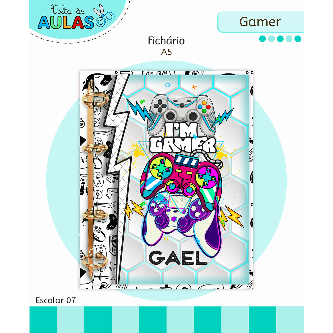 Kit Digital Encadernação e Etiquetas Gamer - Volta às Aulas 12