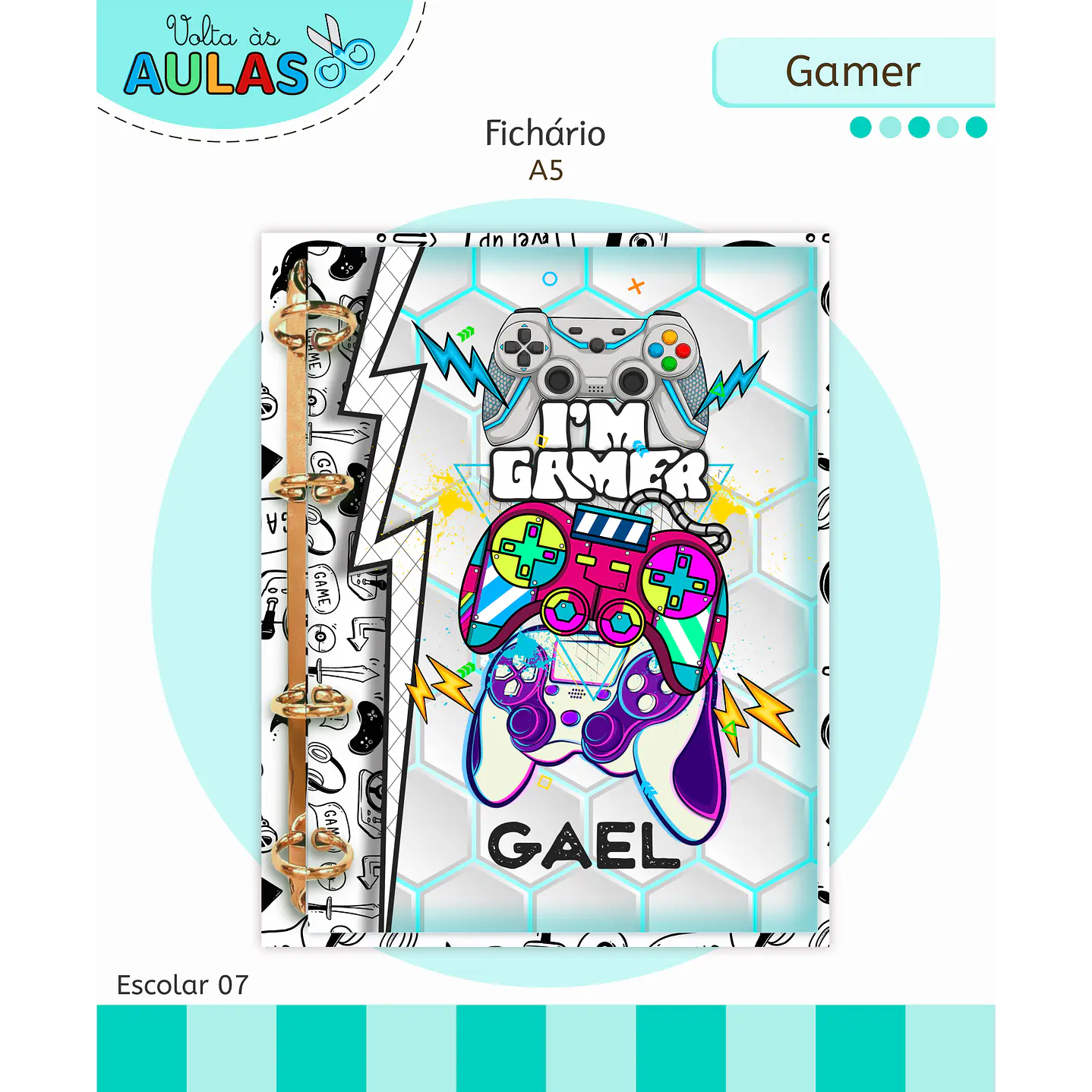 Kit Digital Encadernação e Etiquetas Gamer - Volta às Aulas 12