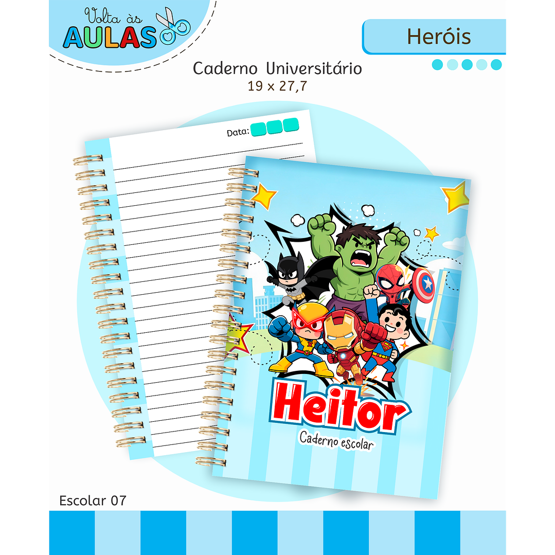 Kit Digital Encadernação e Etiquetas Super-Heróis - Volta às Aulas 1