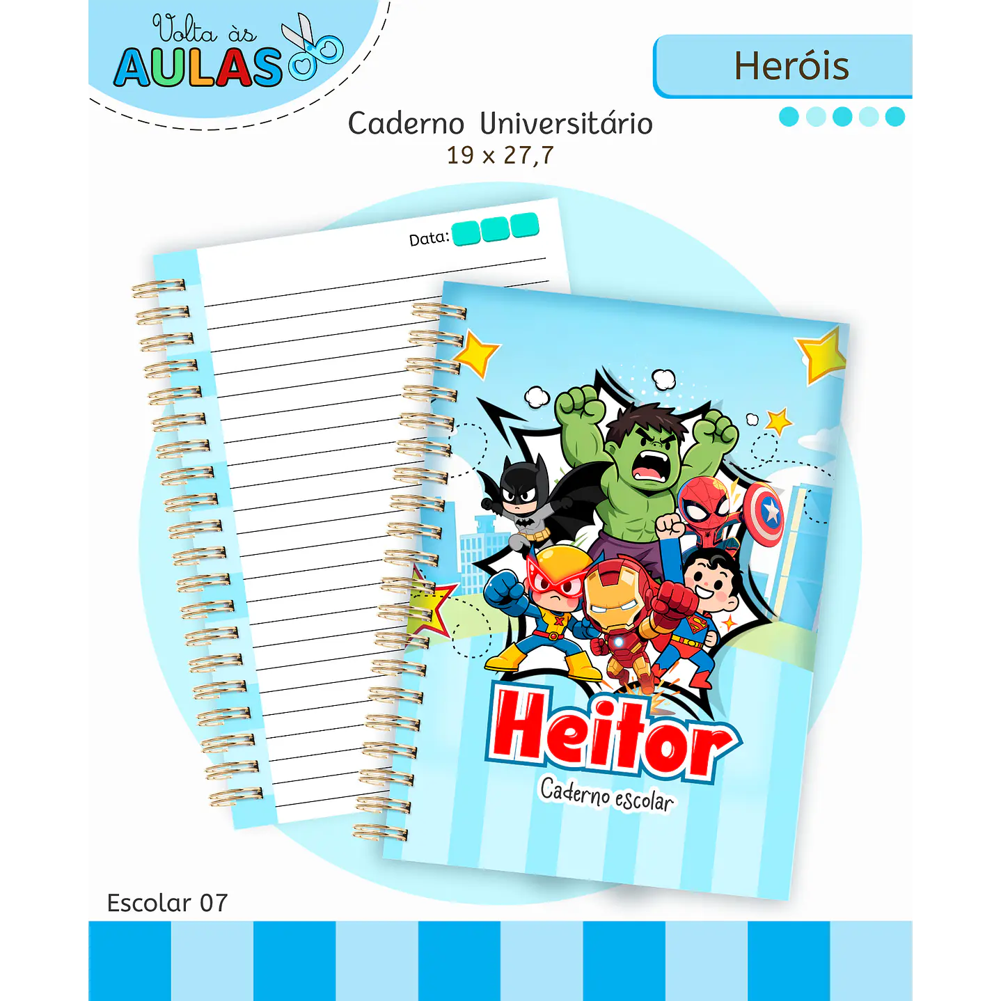 Kit Digital Encadernação e Etiquetas Super-Heróis - Volta às Aulas 1