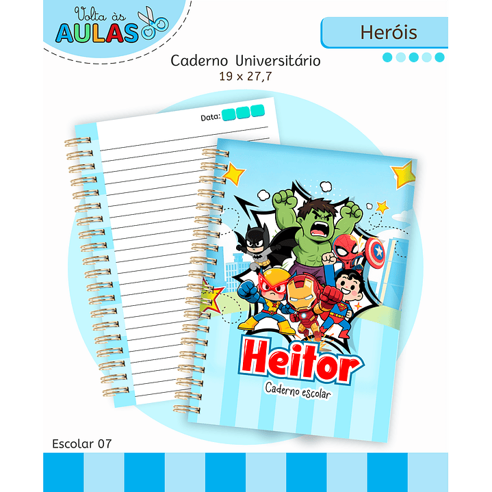 Kit Digital Encadernação e Etiquetas Super-Heróis - Volta às Aulas 1