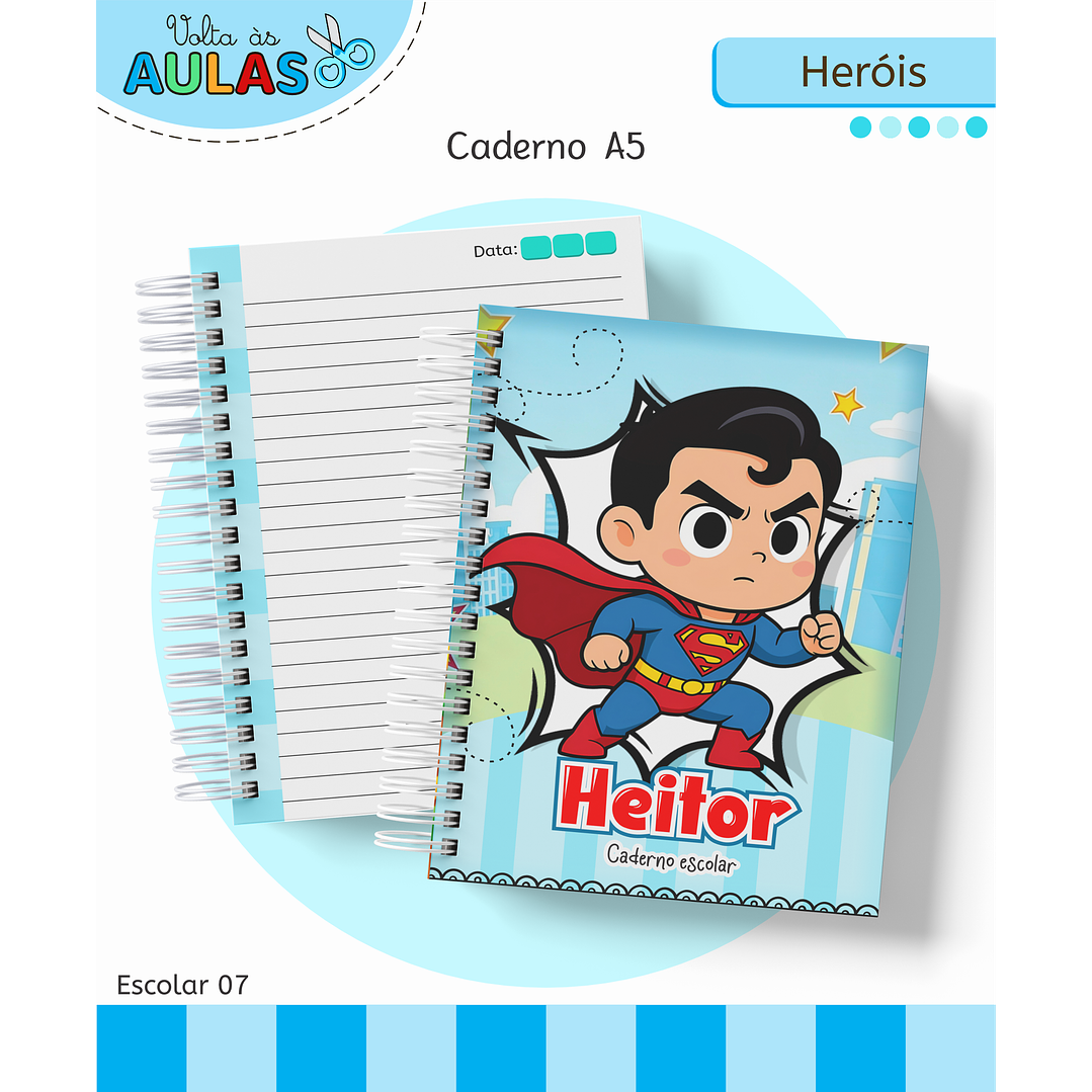 Kit Digital Encadernação e Etiquetas Super-Heróis - Volta às Aulas 3
