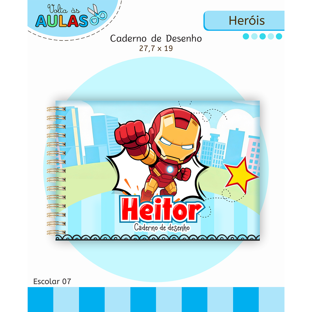 Kit Digital Encadernação e Etiquetas Super-Heróis - Volta às Aulas 4