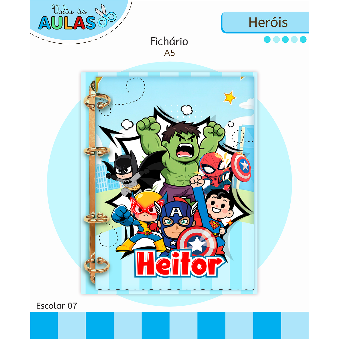 Kit Digital Encadernação e Etiquetas Super-Heróis - Volta às Aulas 7