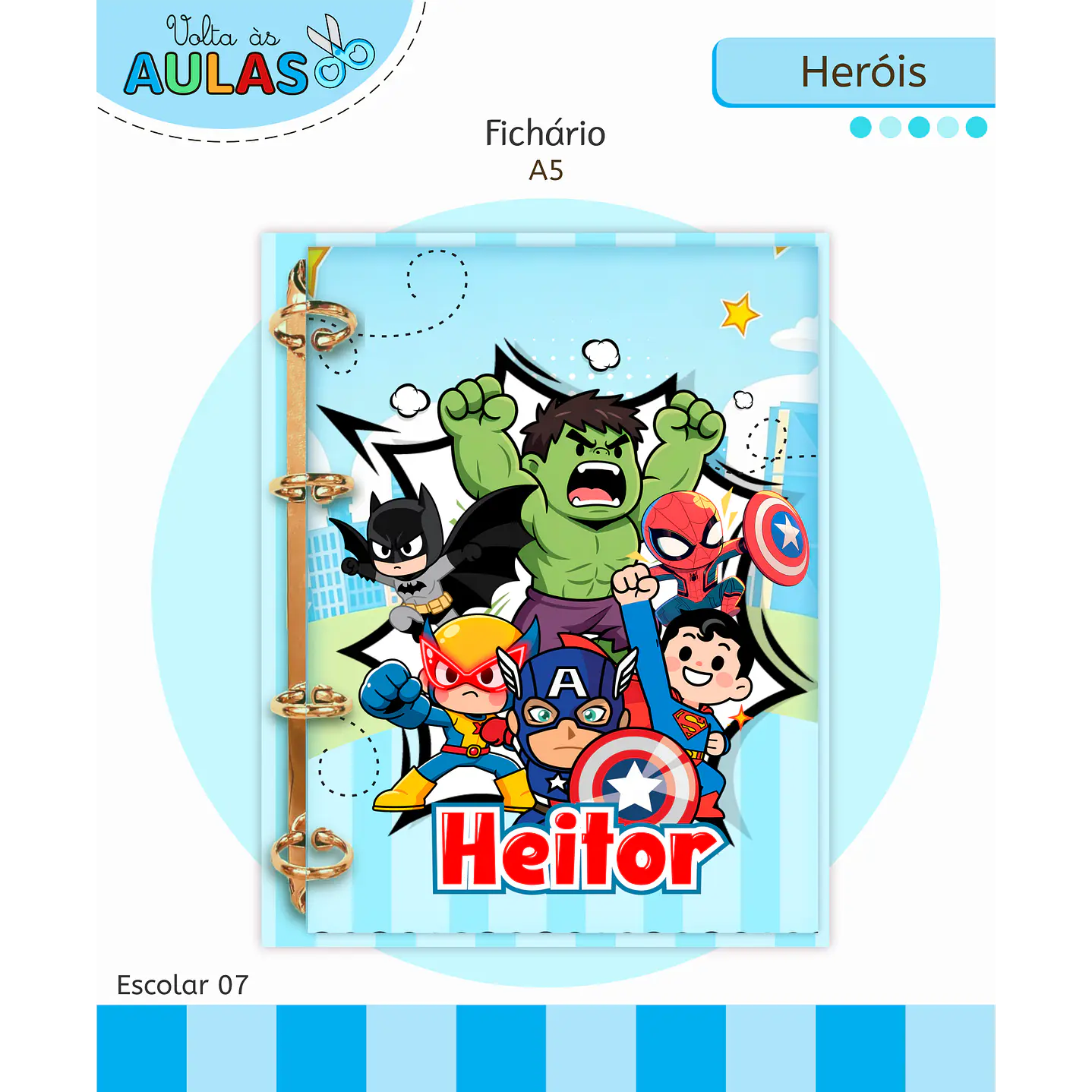 Kit Digital Encadernação e Etiquetas Super-Heróis - Volta às Aulas 7