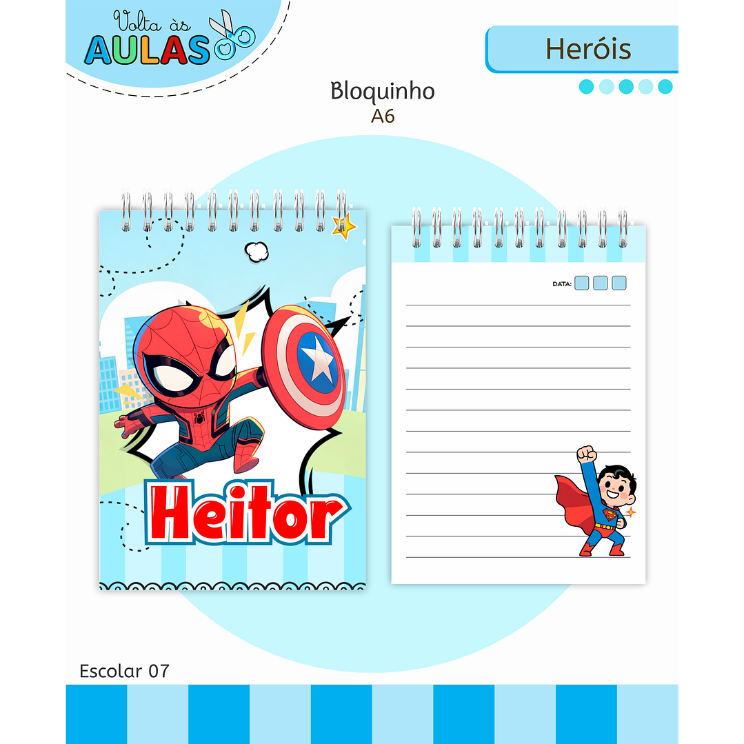 Kit Digital Encadernação e Etiquetas Super-Heróis - Volta às Aulas 10