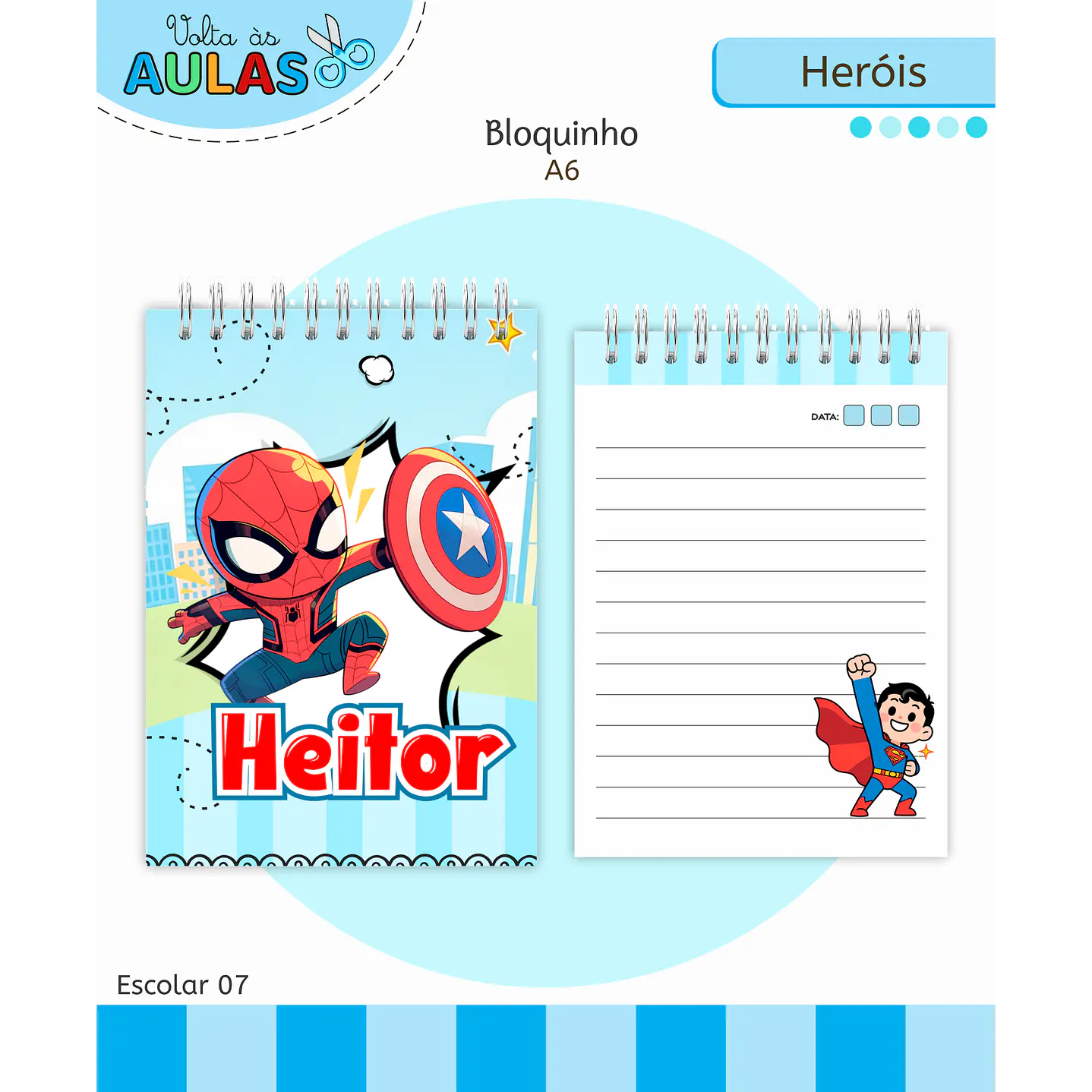 Kit Digital Encadernação e Etiquetas Super-Heróis - Volta às Aulas 10