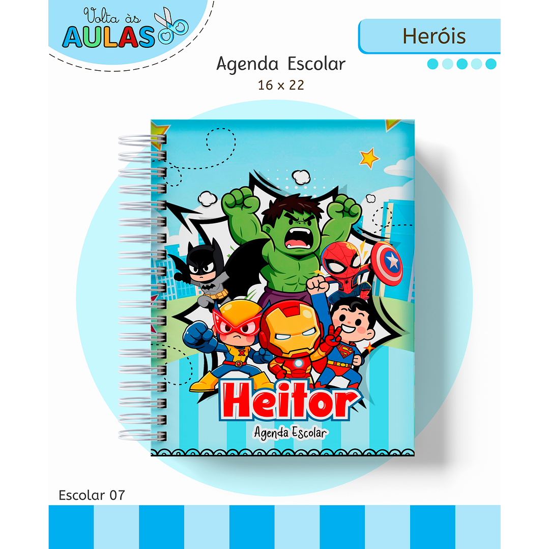 Kit Digital Encadernação e Etiquetas Super-Heróis - Volta às Aulas 11