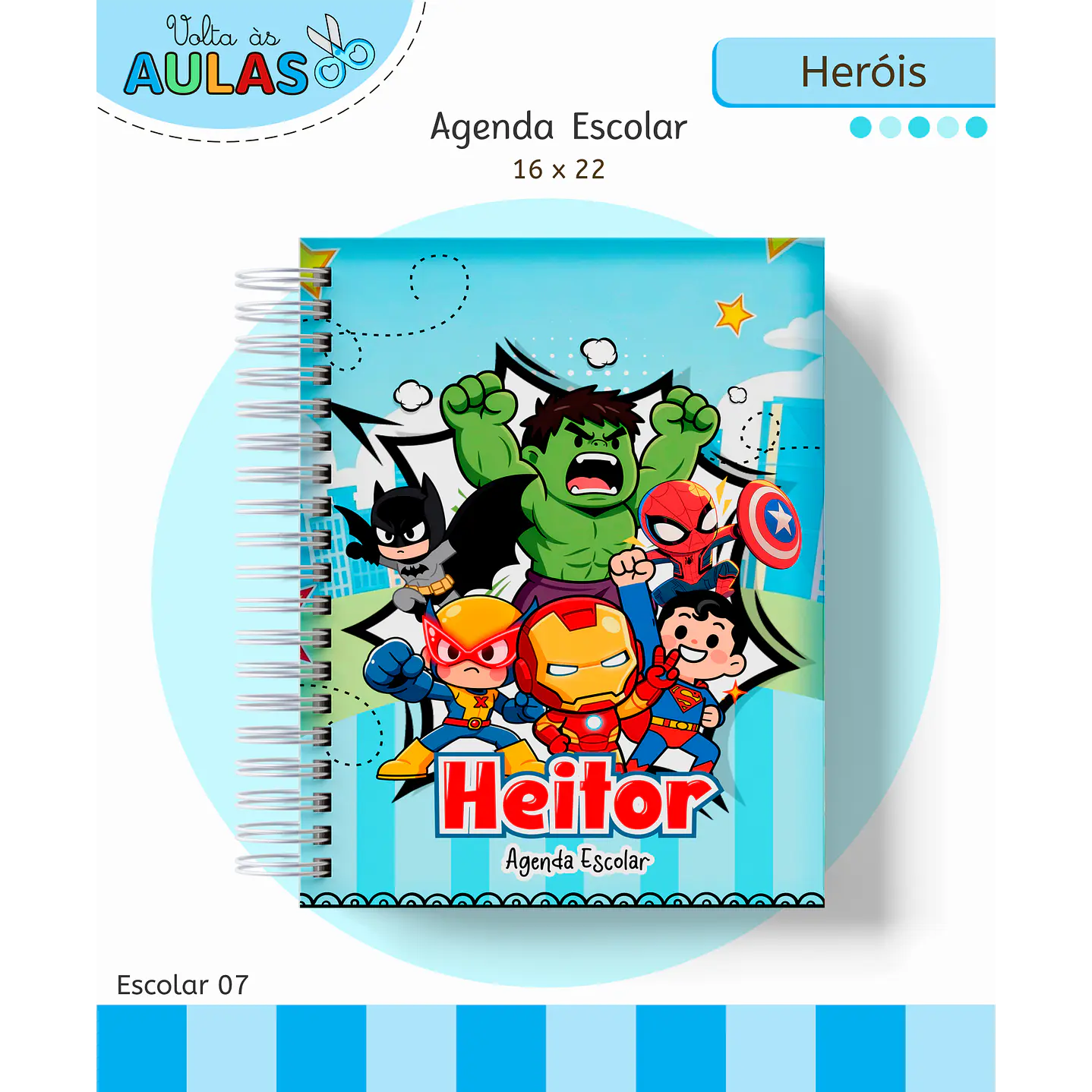 Kit Digital Encadernação e Etiquetas Super-Heróis - Volta às Aulas 11