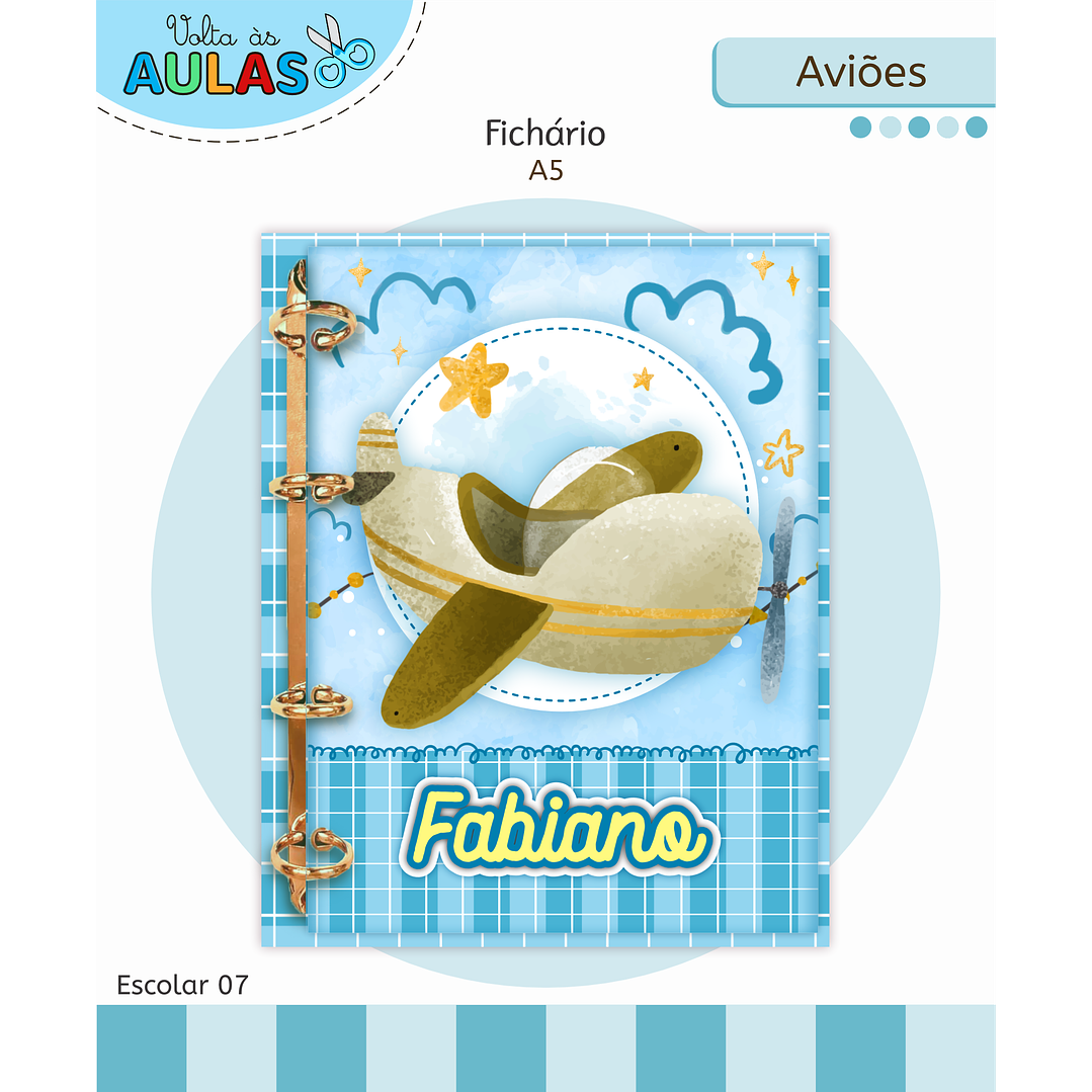 Kit Digital Encadernação Aviões Fofos - Volta às Aulas 3