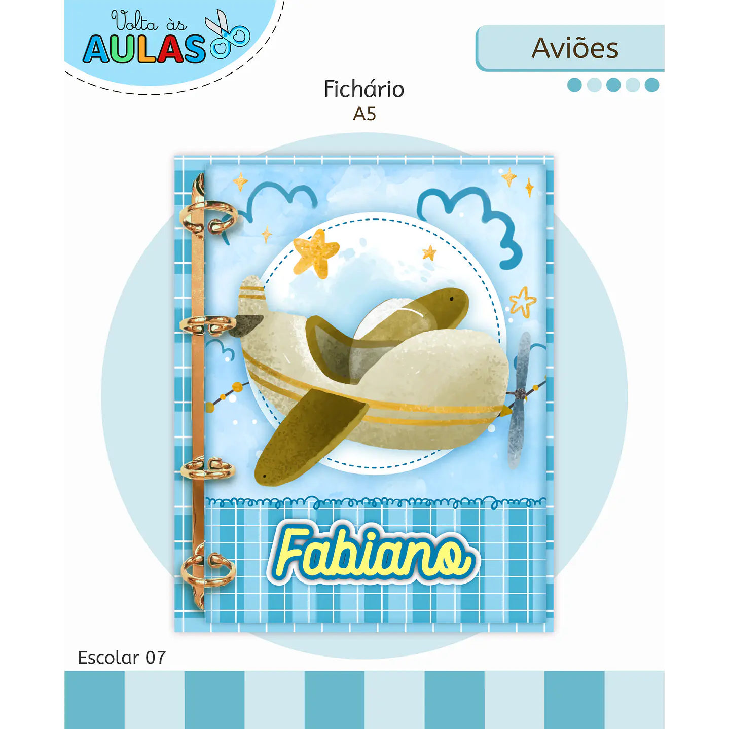 Kit Digital Encadernação Aviões Fofos - Volta às Aulas 3