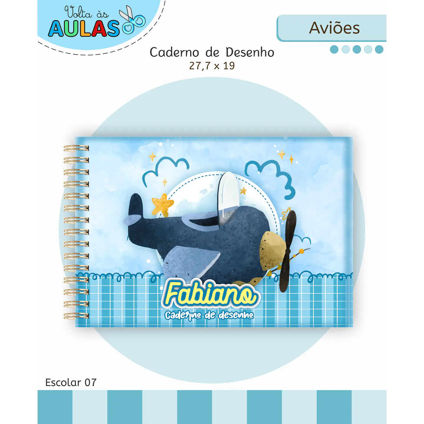Kit Digital Encadernação Aviões Fofos - Volta às Aulas 4