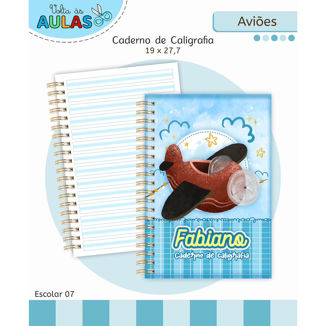Kit Digital Encadernação Aviões Fofos - Volta às Aulas 5
