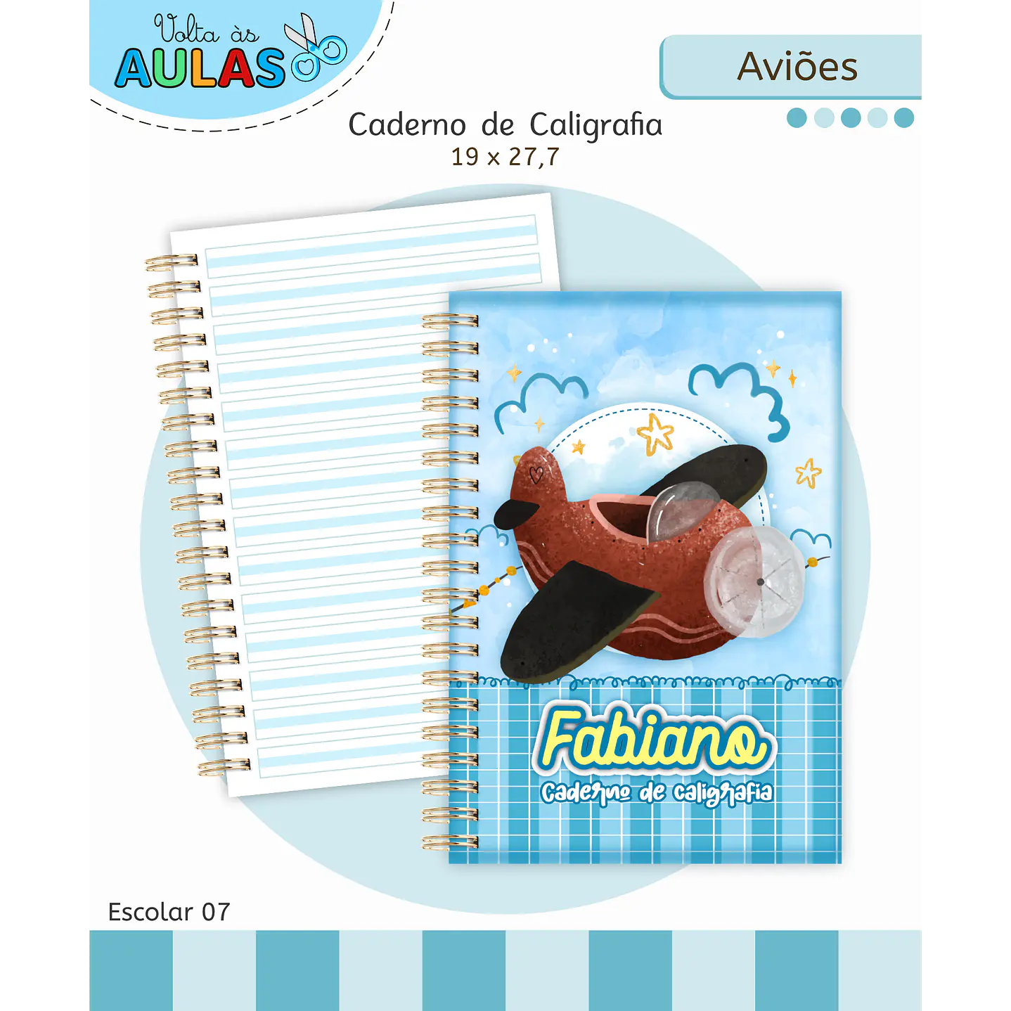 Kit Digital Encadernação Aviões Fofos - Volta às Aulas 5