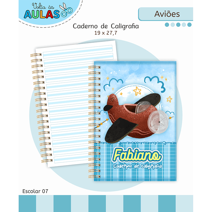 Kit Digital Encadernação Aviões Fofos - Volta às Aulas 5