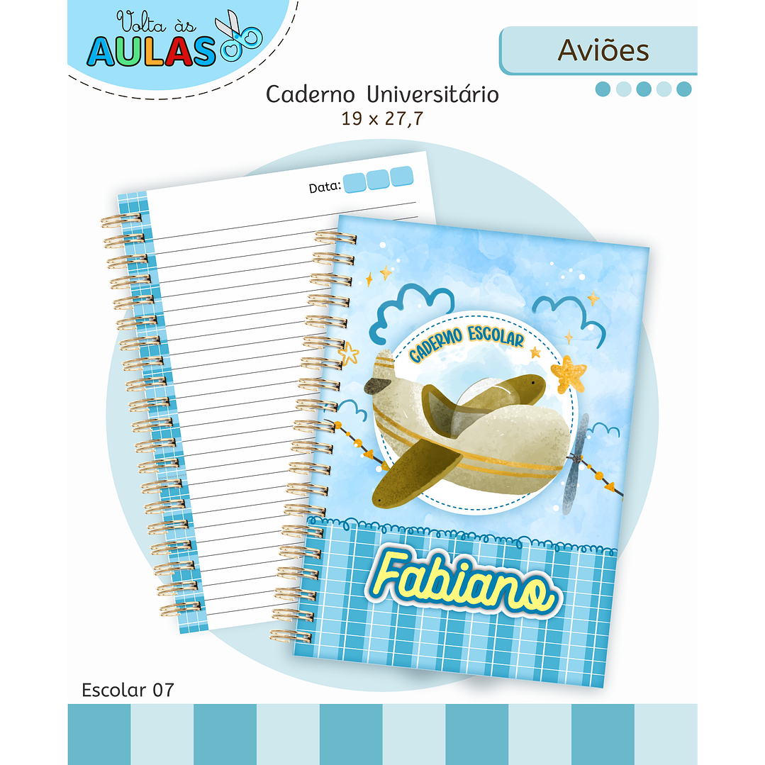 Kit Digital Encadernação Aviões Fofos - Volta às Aulas 1
