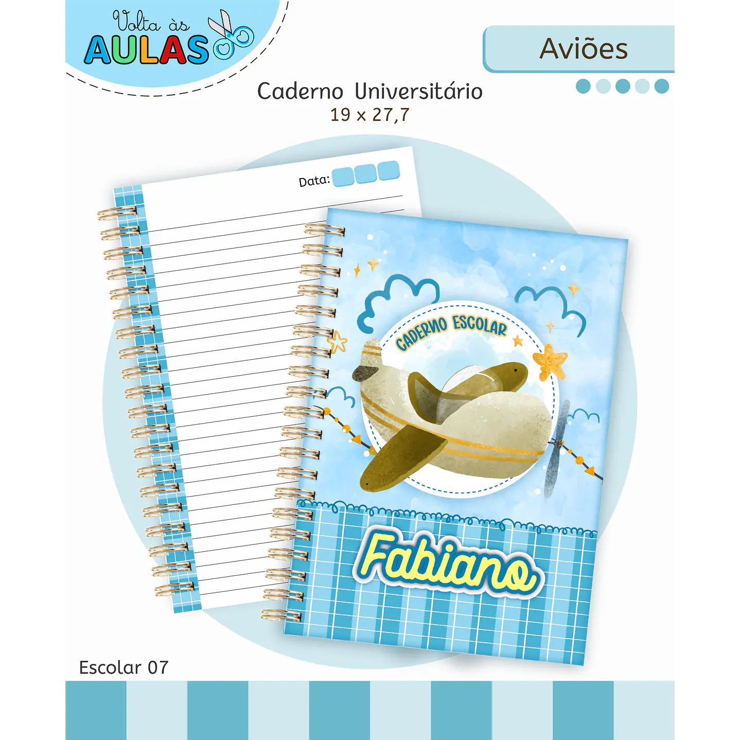 Kit Digital Encadernação Aviões Fofos - Volta às Aulas 1
