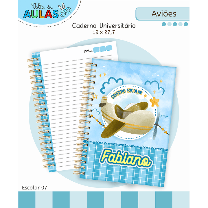 Kit Digital Encadernação Aviões Fofos - Volta às Aulas 1