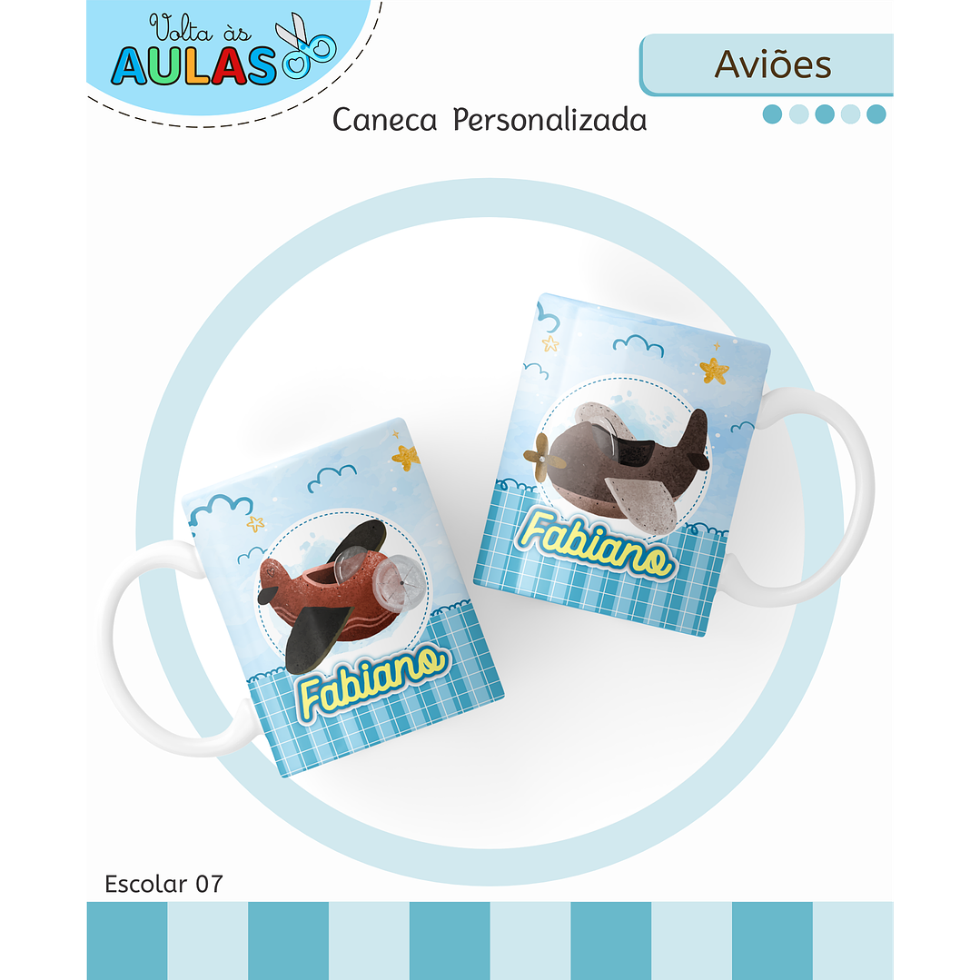 Kit Digital Encadernação Aviões Fofos - Volta às Aulas 6