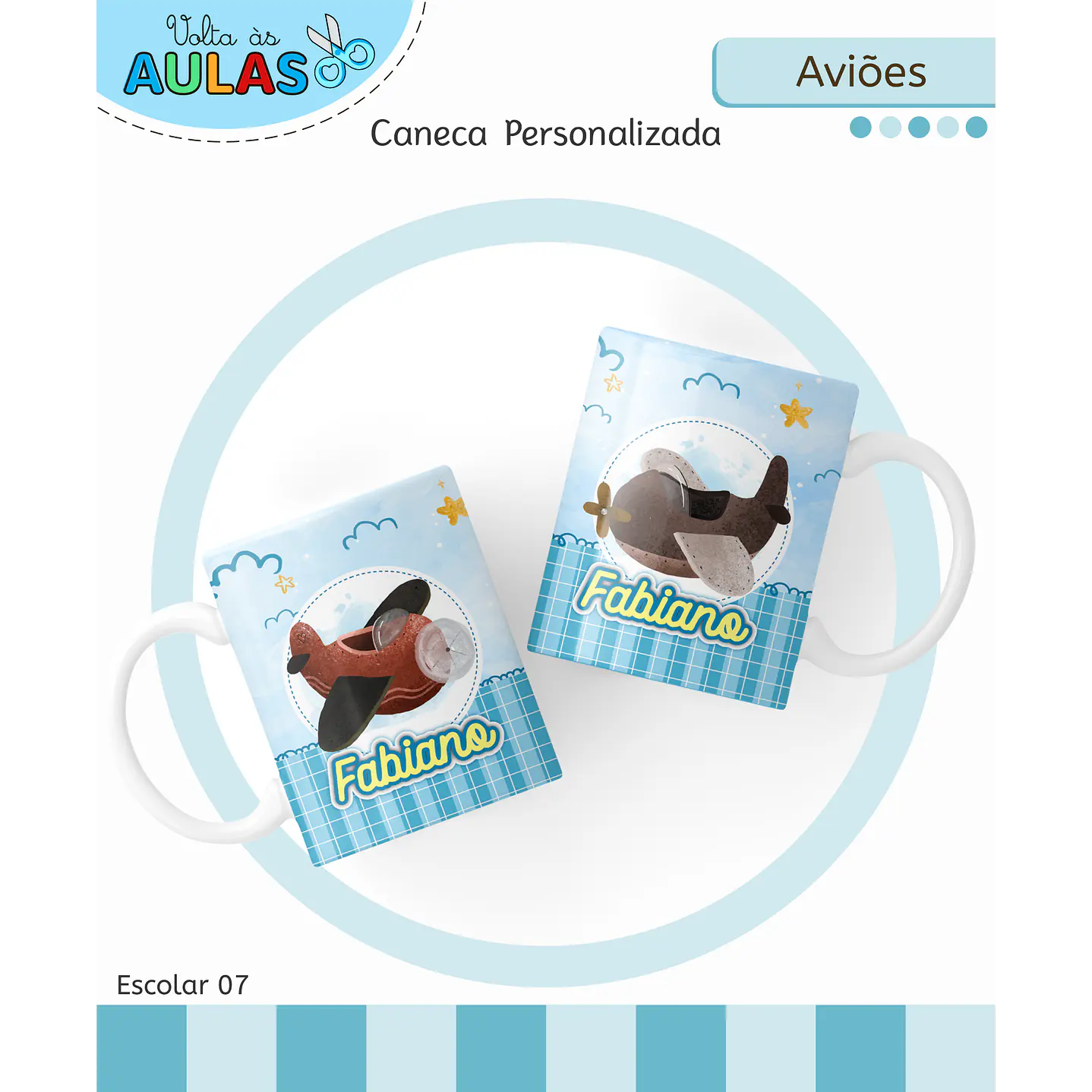 Kit Digital Encadernação Aviões Fofos - Volta às Aulas 6