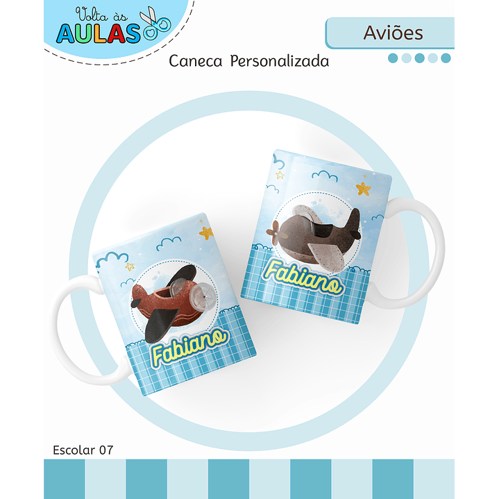 Kit Digital Encadernação Aviões Fofos - Volta às Aulas 6