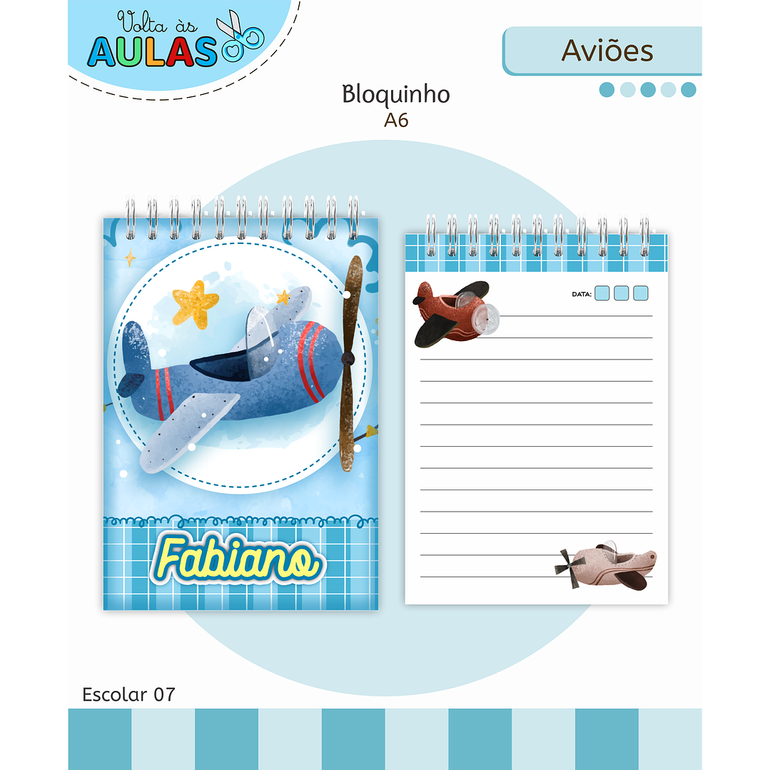 Kit Digital Encadernação Aviões Fofos - Volta às Aulas 7