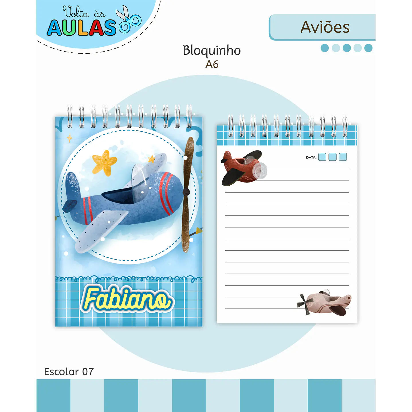 Kit Digital Encadernação Aviões Fofos - Volta às Aulas 7